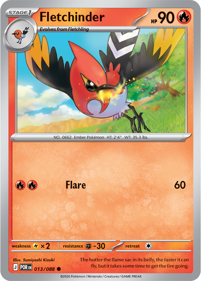 Pokémon TCG Fletchinder – POR 013 Common Regular – EN