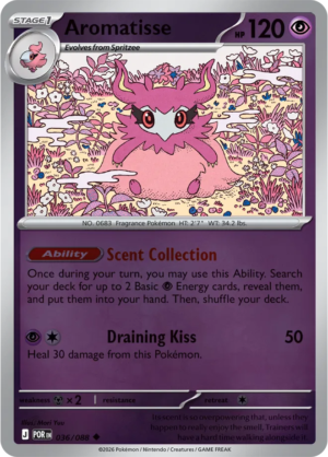 Pokémon TCG Aromatisse – POR 036 Uncommon Reverse Holofoil – EN