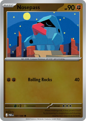 Pokémon TCG Nosepass – POR 037 Common Reverse Holofoil – EN