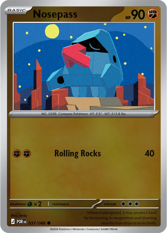 Pokémon TCG Nosepass – POR 037 Common Reverse Holofoil – EN