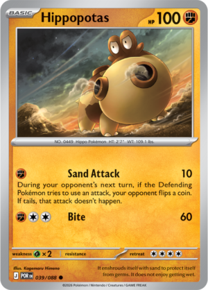 Pokémon TCG Hippopotas – POR 039 Common Regular – EN