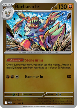 Pokémon TCG Barbaracle – POR 043 Uncommon Reverse Holofoil – EN