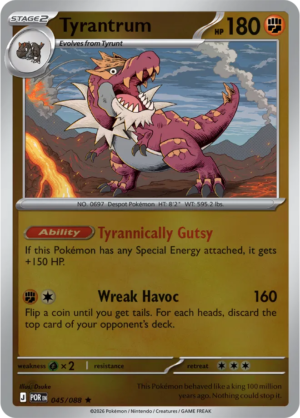 Pokémon TCG Tyrantrum – POR 045 Rare Reverse Holofoil – EN