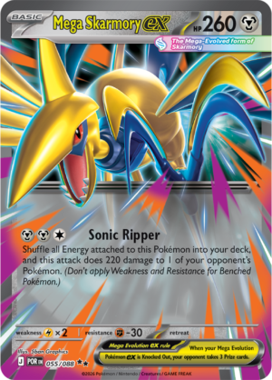 Pokémon TCG Mega Skarmory ex – POR 055 Double Rare Holofoil – EN