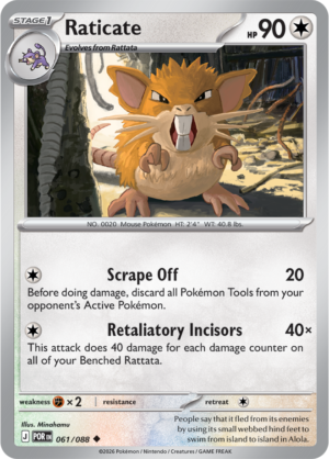 Pokémon TCG Raticate – POR 061 Uncommon Regular – EN