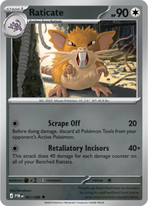 Pokémon TCG Raticate – POR 061 Uncommon Reverse Holofoil – EN