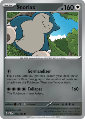 Pokémon TCG Snorlax – POR 063 Common Reverse Holofoil – EN
