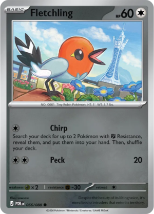 Pokémon TCG Fletchling – POR 066 Common Reverse Holofoil – EN