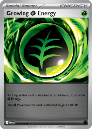 Pokémon TCG Growing Grass Energy – POR 086 Rare Reverse Holofoil – EN