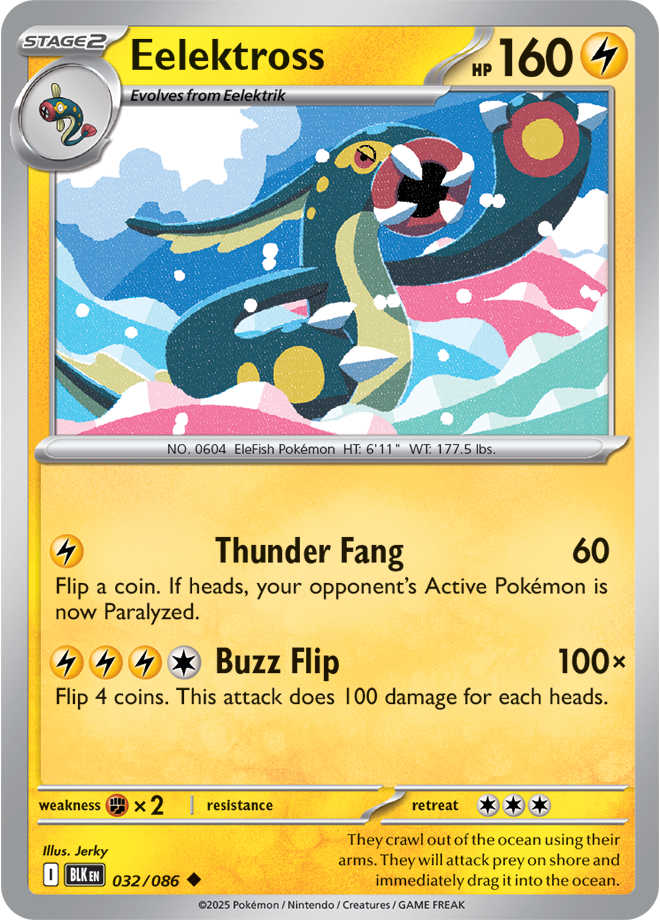Pokémon TCG Eelektross – BLK 032/086 Uncommon Reverse Holofoil – EN