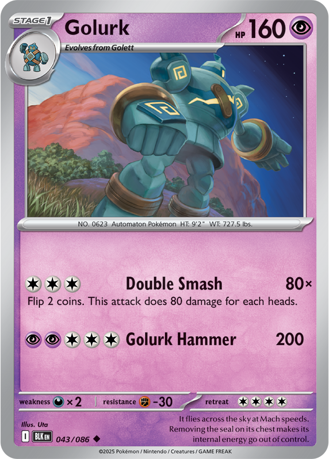 Pokémon TCG Golurk – BLK 043/086 Uncommon Regular – EN
