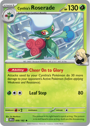 Pokémon TCG Cynthia's Roserade – DRI 008/182 Rare Holo – EN