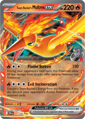Pokémon TCG Team Rocket's Moltres ex – DRI 031/182 Double Rare Holo – EN