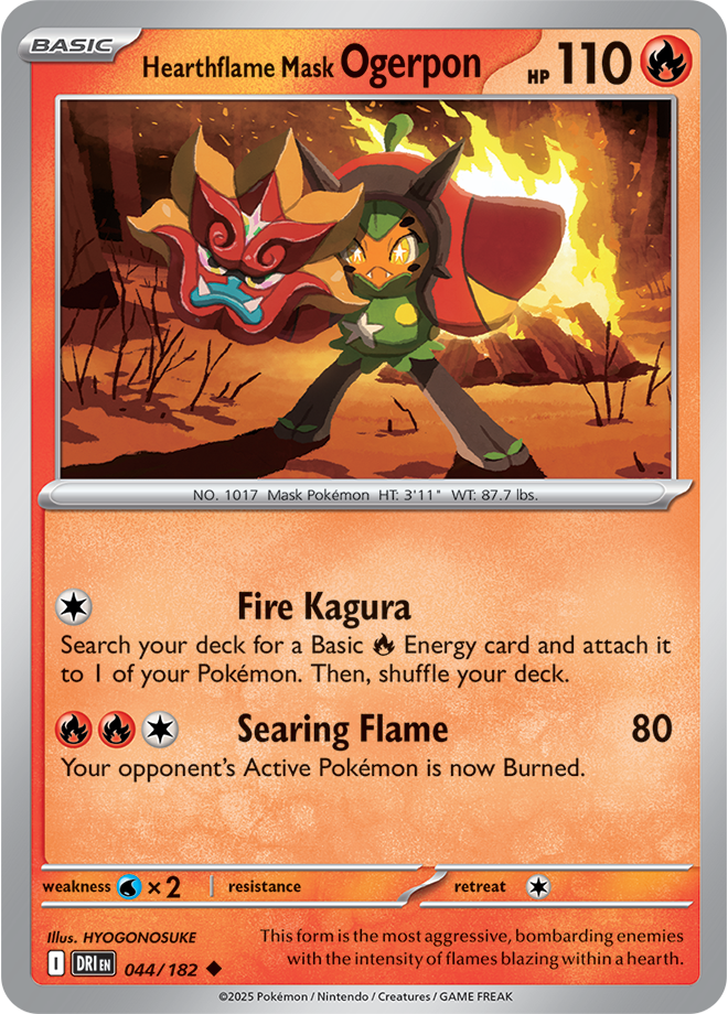 Pokémon TCG Hearthflame Mask Ogerpon – DRI 044/182 Uncommon Regular – EN