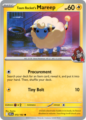 Pokémon TCG Team Rocket's Mareep – DRI 072/182 Common Reverse Holofoil – EN
