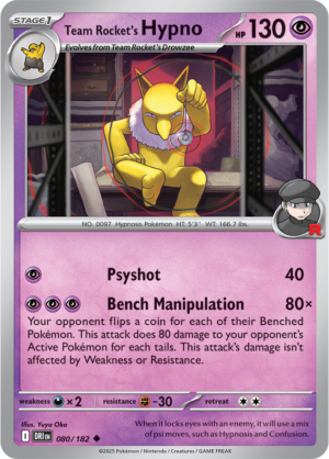 Pokémon TCG Team Rocket's Hypno – DRI 080/182 Uncommon Reverse Holofoil – EN