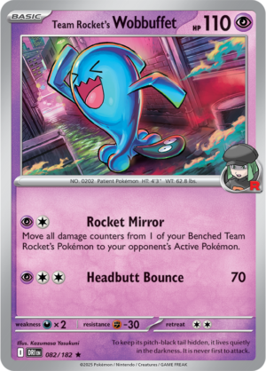 Pokémon TCG Team Rocket's Wobbuffet – DRI 082/182 Rare Reverse Holofoil – EN