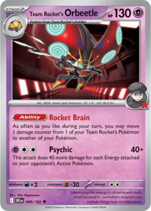 Pokémon TCG Team Rocket's Orbeetle – DRI 089/182 Uncommon Reverse Holofoil – EN