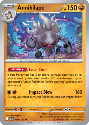 Pokémon TCG Annihilape – DRI 092/182 Rare Reverse Holofoil – EN