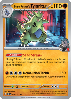 Pokémon TCG Team Rocket's Tyranitar – DRI 096/182 Rare Reverse Holofoil – EN