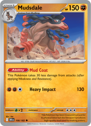 Pokémon TCG Mudsdale – DRI 108/182 Uncommon Reverse Holofoil – EN