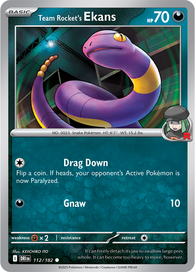 Pokémon TCG Team Rocket's Ekans – DRI 112/182 Common Reverse Holofoil – EN
