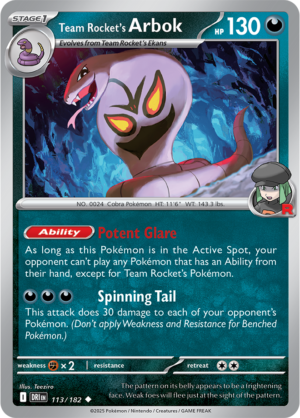 Pokémon TCG Team Rocket's Arbok – DRI 113/182 Uncommon Reverse Holofoil – EN