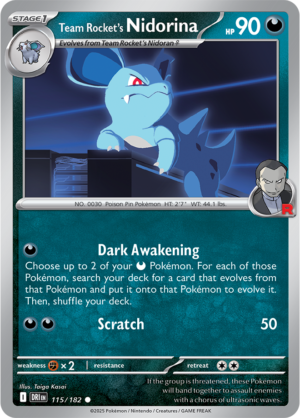 Pokémon TCG Team Rocket's Nidorina – DRI 115/182 Common Reverse Holofoil – EN