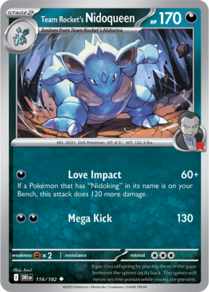 Pokémon TCG Team Rocket's Nidoqueen – DRI 116/182 Uncommon Reverse Holofoil – EN