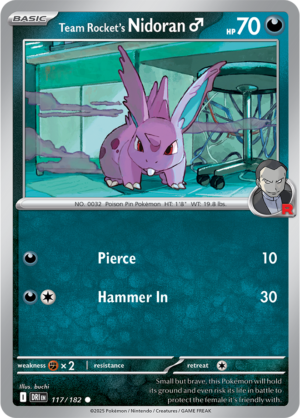Pokémon TCG Team Rocket's Nidoran♂ – DRI 117/182 Common Reverse Holofoil – EN