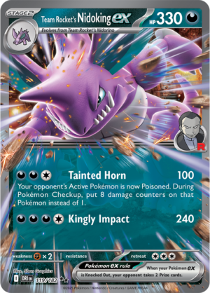 Pokémon TCG Team Rocket's Nidoking ex – DRI 119/182 Double Rare Holo – EN
