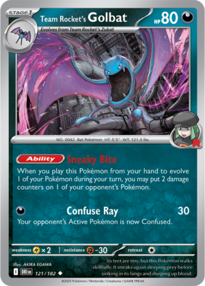 Pokémon TCG Team Rocket's Golbat – DRI 121/182 Uncommon Reverse Holofoil – EN