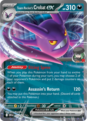 Pokémon TCG Team Rocket's Crobat ex – DRI 122/182 Double Rare Holo – EN