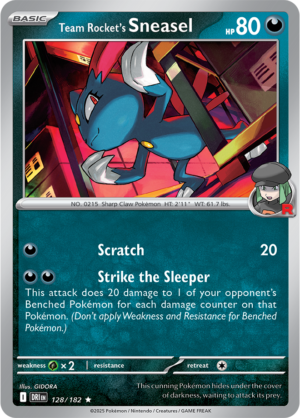 Pokémon TCG Team Rocket's Sneasel – DRI 128/182 Rare Reverse Holofoil – EN
