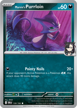 Pokémon TCG Marnie's Purrloin – DRI 130/182 Common Reverse Holofoil – EN