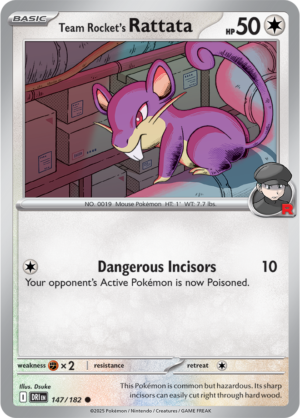 Pokémon TCG Team Rocket's Rattata – DRI 147/182 Common Reverse Holofoil – EN