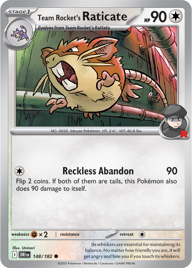 Pokémon TCG Team Rocket's Raticate – DRI 148/182 Common Regular – EN