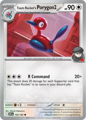 Pokémon TCG Team Rocket's Porygon2 – DRI 154/182 Common Reverse Holofoil – EN