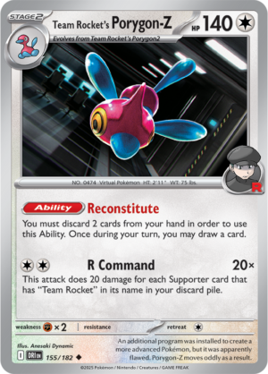 Pokémon TCG Team Rocket's Porygon-Z – DRI 155/182 Uncommon Reverse Holofoil – EN