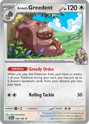 Pokémon TCG Arven's Greedent – DRI 159/182 Rare Reverse Holofoil – EN