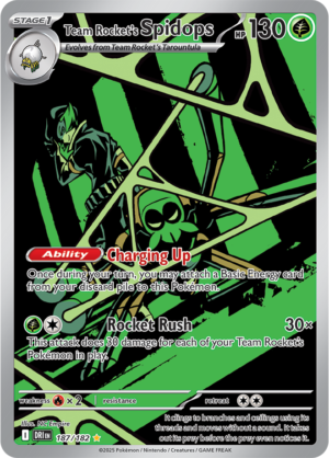 Pokémon TCG Team Rocket's Spidops – DRI 187/182 Illustration Rare Holo – EN