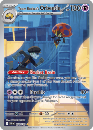 Pokémon TCG Team Rocket's Orbeetle – DRI 198/182 Illustration Rare Holo – EN
