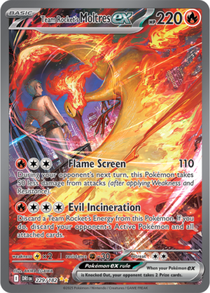Pokémon TCG Team Rocket's Moltres ex – DRI 229/182 Special Illustration Rare Holo – EN