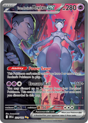 Pokémon TCG Team Rocket's Mewtwo ex – DRI 231/182 Special Illustration Rare Holo – EN