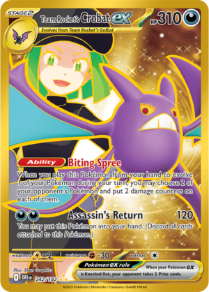 Pokémon TCG Team Rocket's Crobat ex – DRI 242/182 Hyper Rare Holo – EN