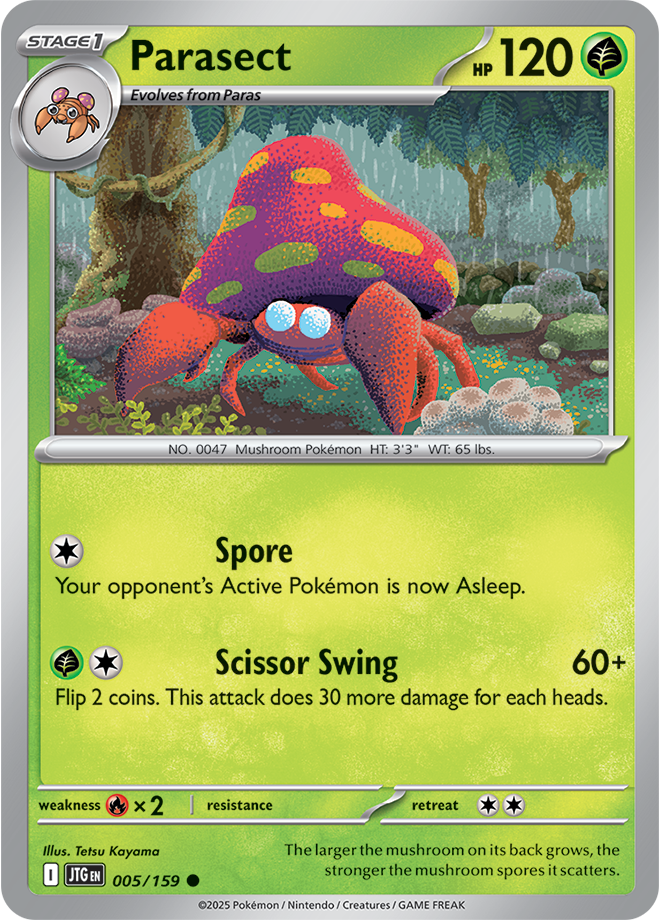 Pokémon TCG Parasect – JTG 005/159 Common Reverse Holofoil – EN