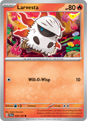 Pokémon TCG Larvesta – JTG 028/159 Common Reverse Holofoil – EN