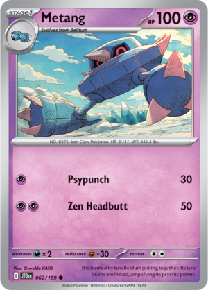 Pokémon TCG Metang – JTG 062/159 Common Reverse Holofoil – EN