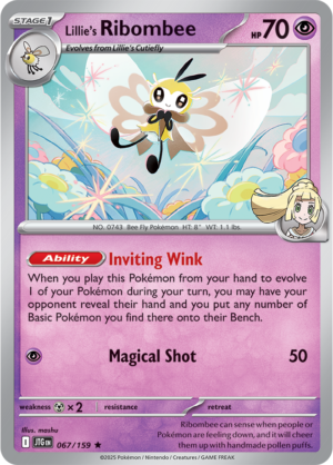 Pokémon TCG Lillie's Ribombee – JTG 067/159 Rare Reverse Holofoil – EN