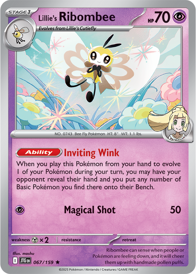 Pokémon TCG Lillie's Ribombee – JTG 067/159 Rare Holo – EN